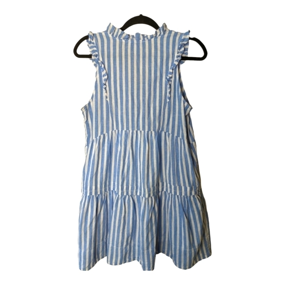 Vineyard Vines Linen Blend Outlet Stripe Tiered Ruffle Dress Women's M Blue - Picture 10 of 10